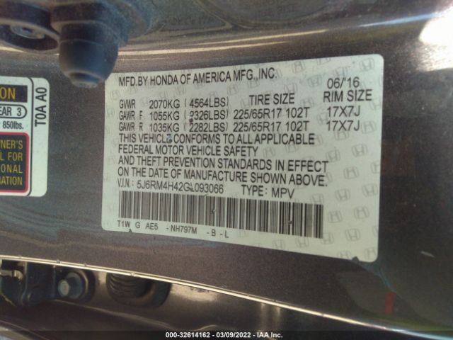 Photo 8 VIN: 5J6RM4H42GL093066 - HONDA CR-V 