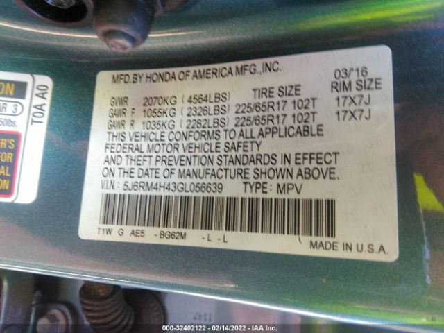 Photo 8 VIN: 5J6RM4H43GL056639 - HONDA CR-V 