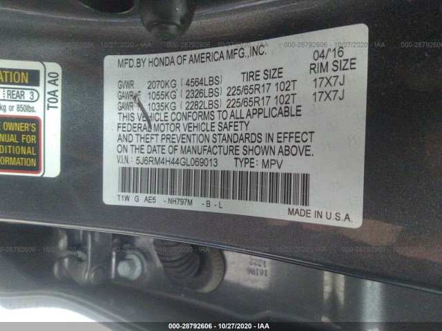 Photo 8 VIN: 5J6RM4H44GL069013 - HONDA CR-V 