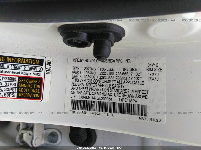 Photo 8 VIN: 5J6RM4H47GL069958 - HONDA CR-V 