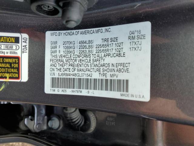 Photo 9 VIN: 5J6RM4H48GL071542 - HONDA CR-V SE 