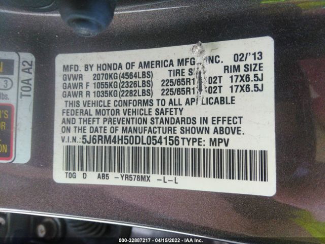 Photo 8 VIN: 5J6RM4H50DL054156 - HONDA CR-V 