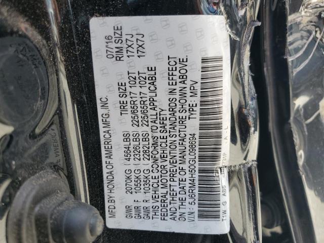 Photo 12 VIN: 5J6RM4H50GL098694 - HONDA CRV 