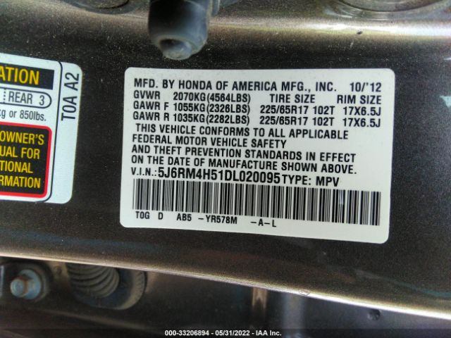 Photo 8 VIN: 5J6RM4H51DL020095 - HONDA CR-V 