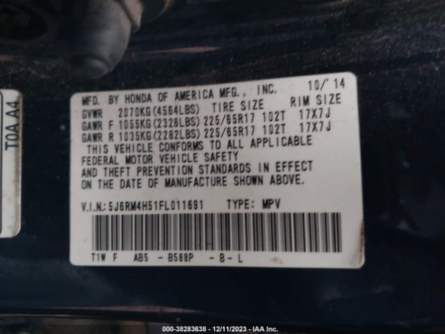 Photo 8 VIN: 5J6RM4H51FL011691 - HONDA CR-V 