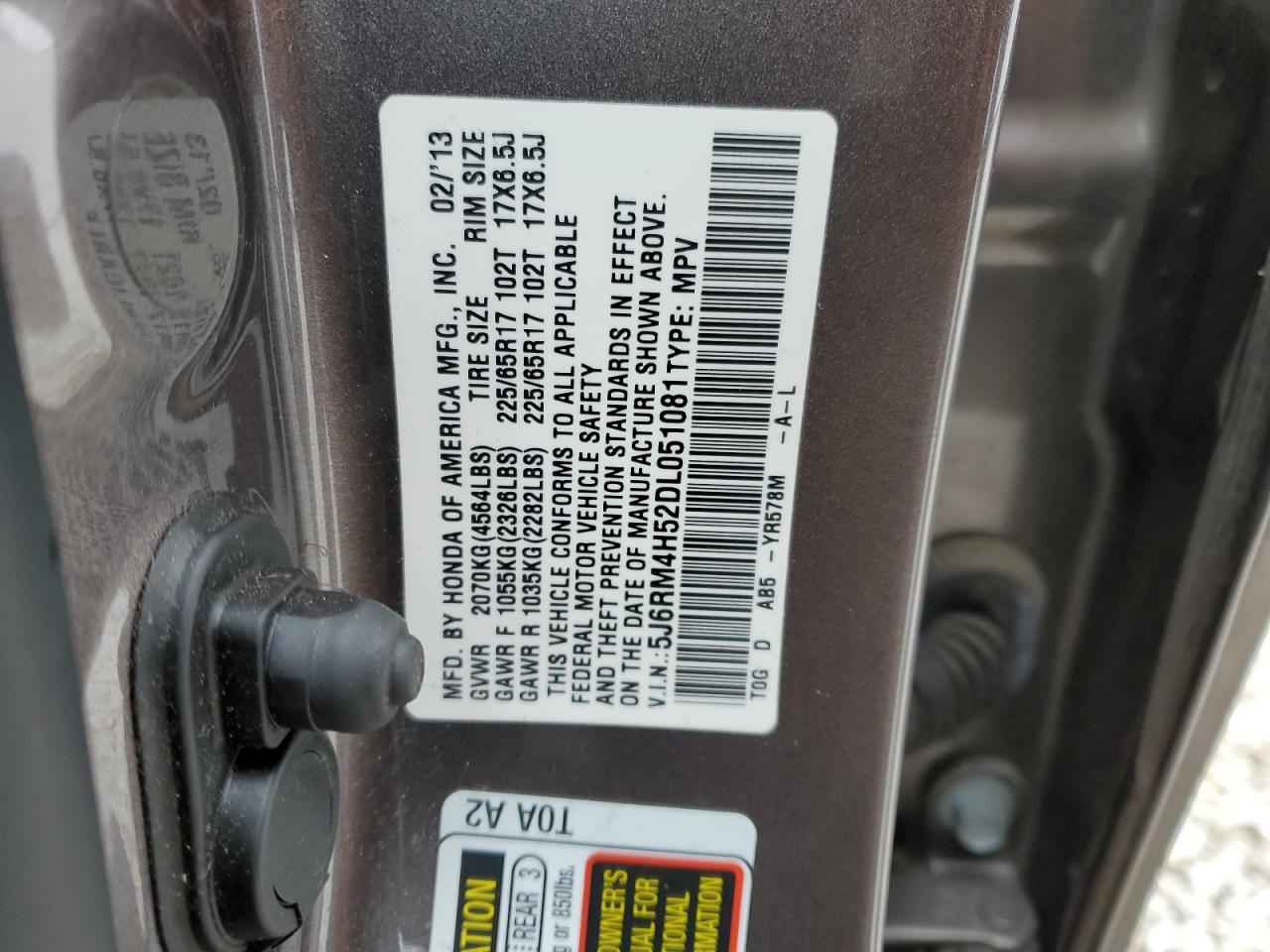 Photo 12 VIN: 5J6RM4H52DL051081 - HONDA CR-V 