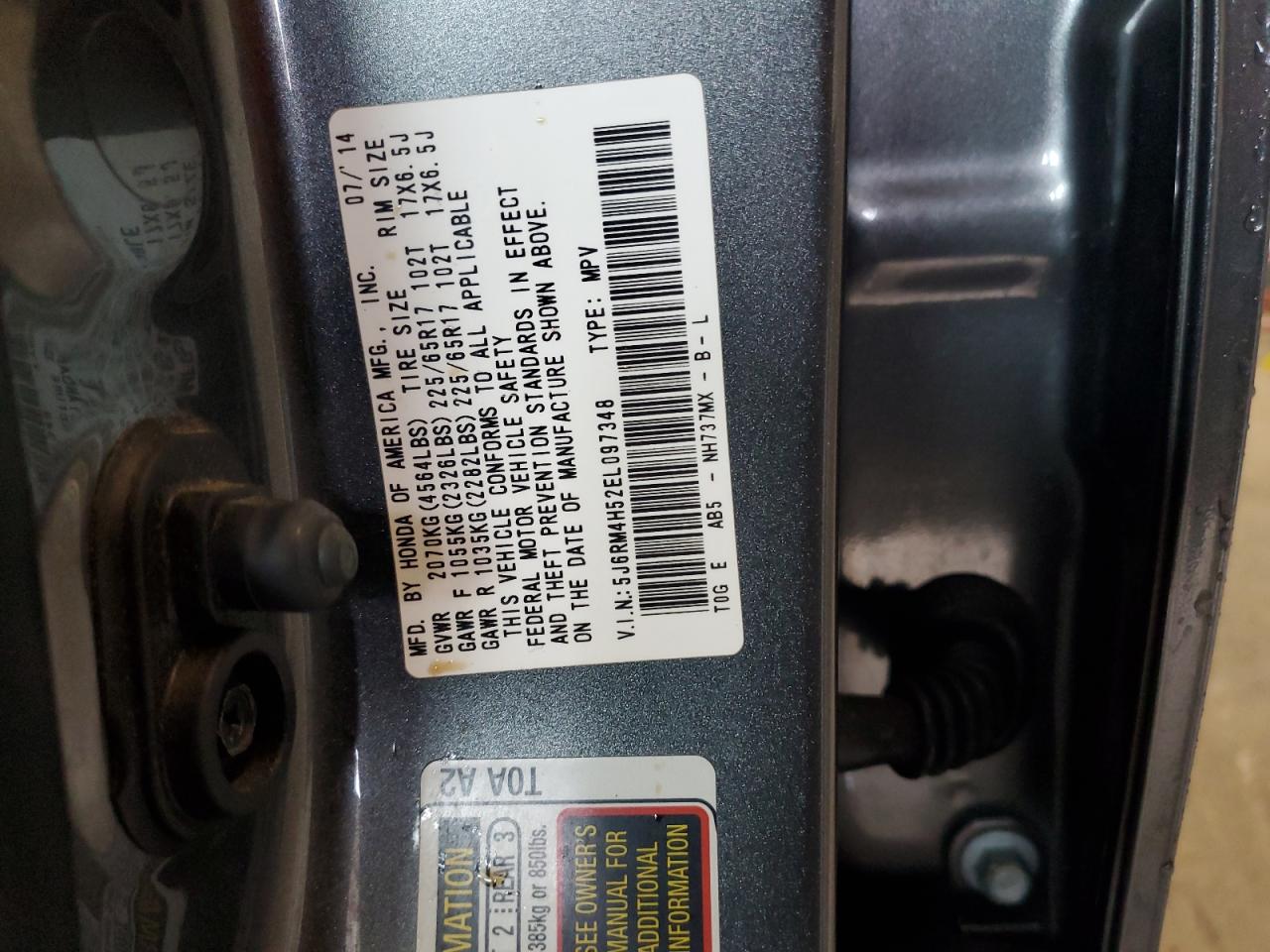 Photo 12 VIN: 5J6RM4H52EL097348 - HONDA CR-V 