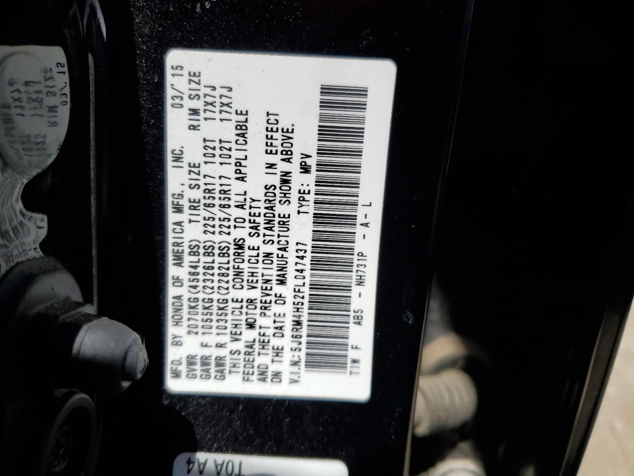 Photo 12 VIN: 5J6RM4H52FL047437 - HONDA CR-V 