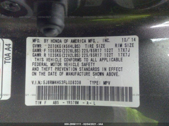 Photo 8 VIN: 5J6RM4H53FL008338 - HONDA CR-V 