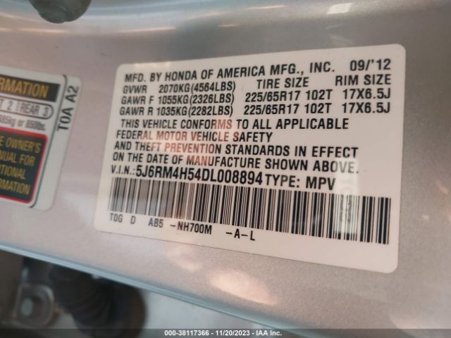 Photo 8 VIN: 5J6RM4H54DL008894 - HONDA CR-V 