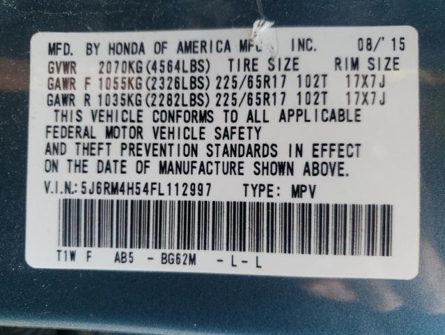 Photo 9 VIN: 5J6RM4H54FL112997 - HONDA CR-V EX 