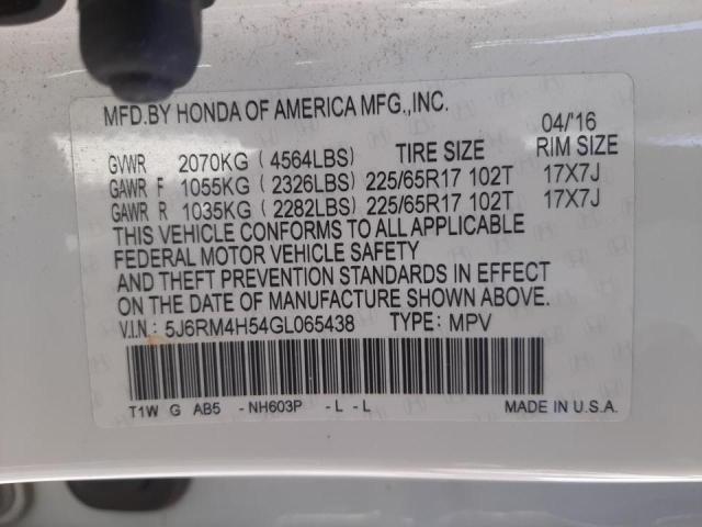 Photo 9 VIN: 5J6RM4H54GL065438 - HONDA CR-V EX 