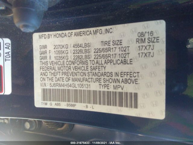 Photo 8 VIN: 5J6RM4H54GL105131 - HONDA CR-V 