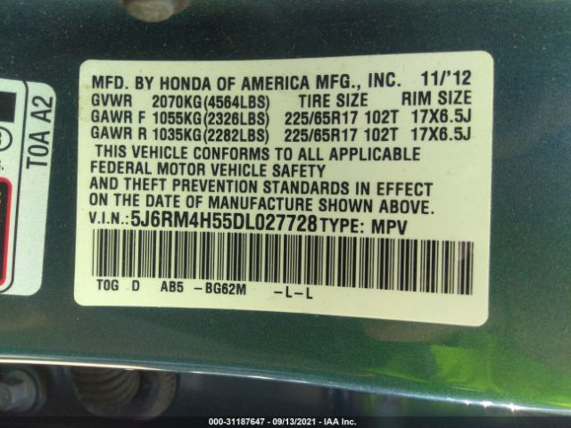 Photo 8 VIN: 5J6RM4H55DL027728 - HONDA CR-V 