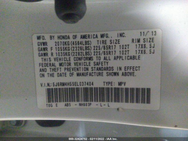 Photo 8 VIN: 5J6RM4H55EL037404 - HONDA CR-V 