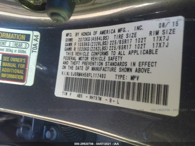 Photo 8 VIN: 5J6RM4H56FL117490 - HONDA CR-V 