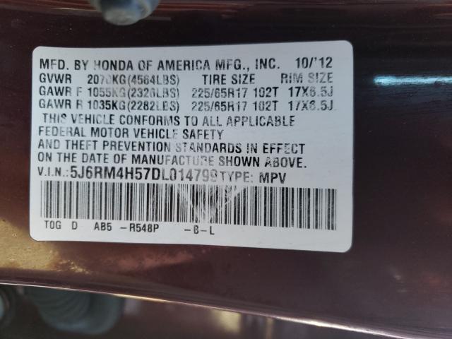 Photo 9 VIN: 5J6RM4H57DL014799 - HONDA CR-V EX 