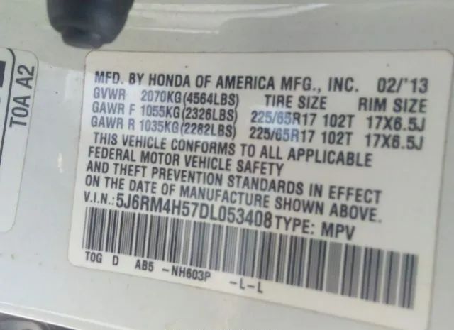 Photo 8 VIN: 5J6RM4H57DL053408 - HONDA CR-V 