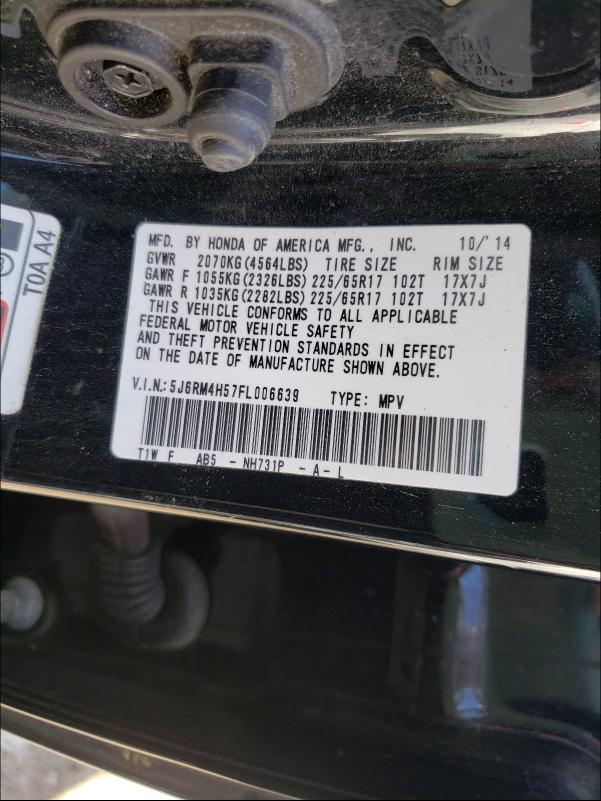 Photo 9 VIN: 5J6RM4H57FL006639 - HONDA CR-V EX 