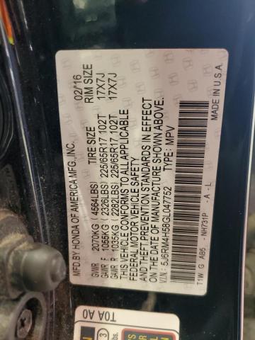 Photo 12 VIN: 5J6RM4H58GL047752 - HONDA CRV 