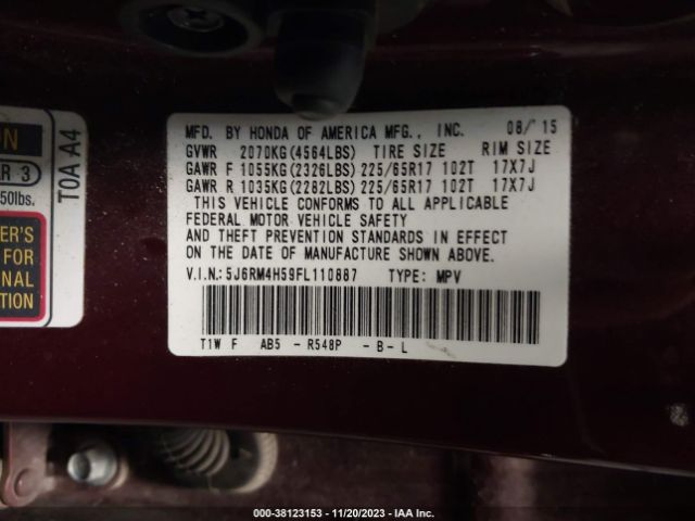 Photo 8 VIN: 5J6RM4H59FL110887 - HONDA CR-V 