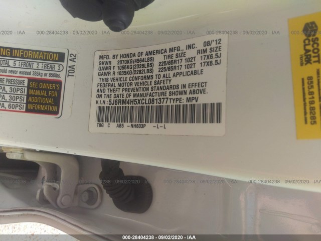 Photo 8 VIN: 5J6RM4H5XCL081377 - HONDA CR-V 