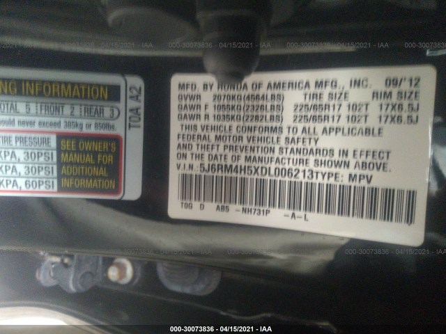 Photo 8 VIN: 5J6RM4H5XDL006213 - HONDA CR-V 