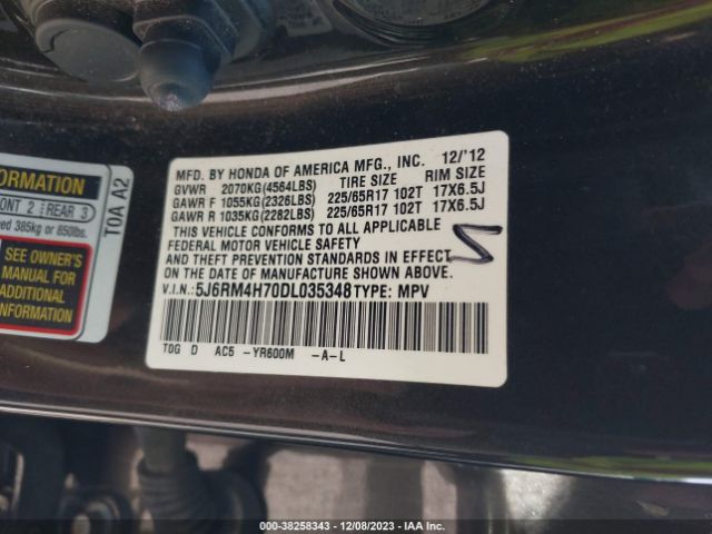 Photo 8 VIN: 5J6RM4H70DL035348 - HONDA CR-V 