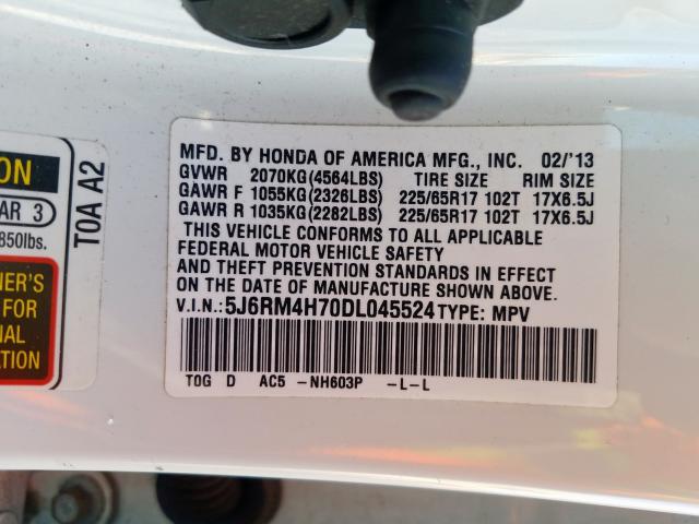 Photo 9 VIN: 5J6RM4H70DL045524 - HONDA CR-V EXL 