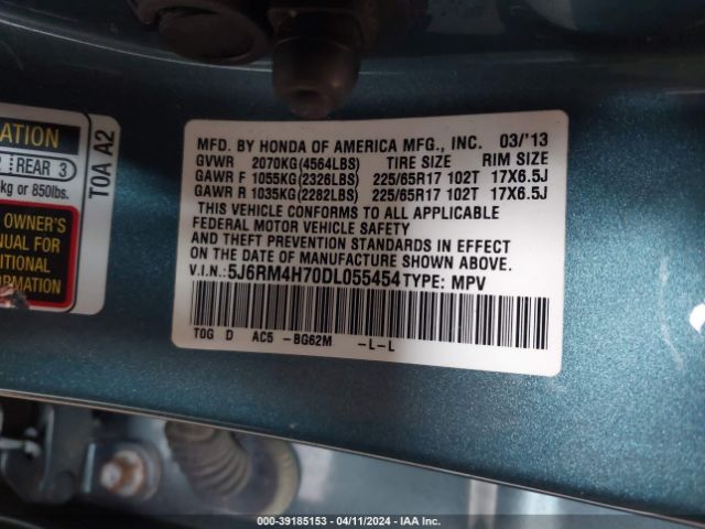 Photo 8 VIN: 5J6RM4H70DL055454 - HONDA CR-V 