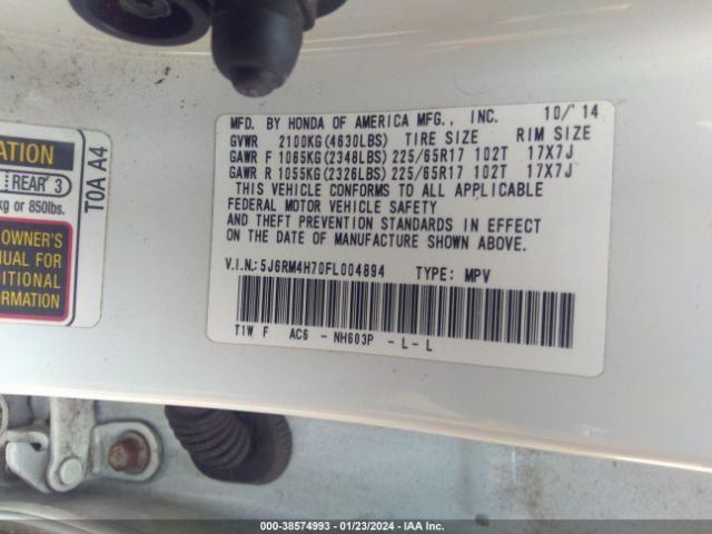 Photo 8 VIN: 5J6RM4H70FL004894 - HONDA CR-V 