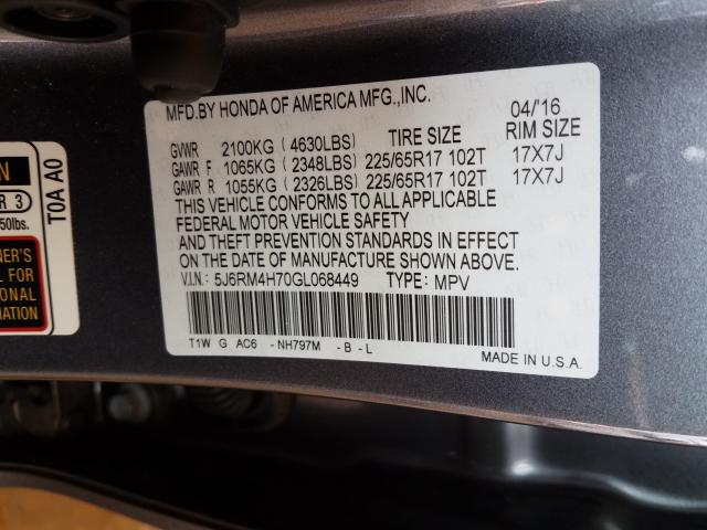 Photo 9 VIN: 5J6RM4H70GL068449 - HONDA CR-V 