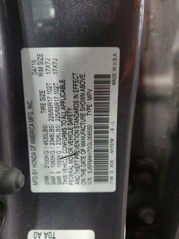 Photo 13 VIN: 5J6RM4H70GL068550 - HONDA CRV 