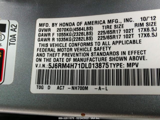 Photo 8 VIN: 5J6RM4H71DL013875 - HONDA CR-V 