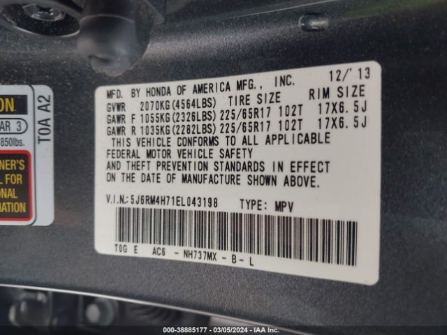 Photo 8 VIN: 5J6RM4H71EL043198 - HONDA CR-V 