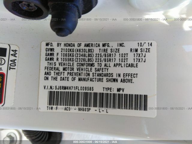 Photo 8 VIN: 5J6RM4H71FL009585 - HONDA CR-V 