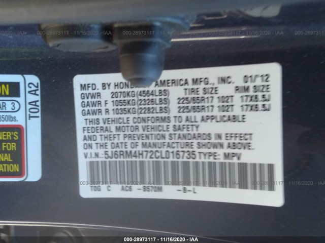 Photo 8 VIN: 5J6RM4H72CL016735 - HONDA CR-V 