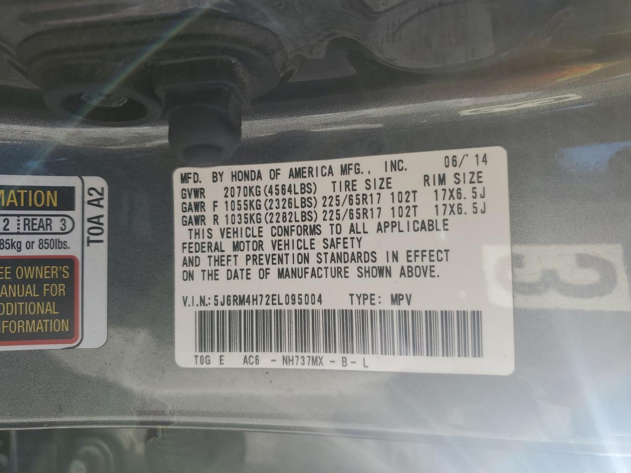 Photo 12 VIN: 5J6RM4H72EL095004 - HONDA CR-V 