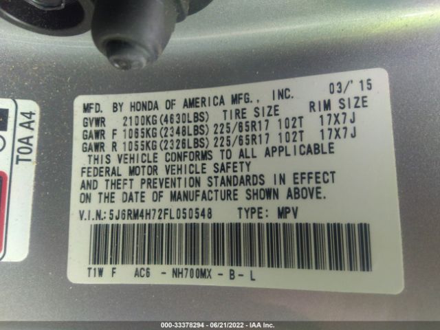 Photo 8 VIN: 5J6RM4H72FL050548 - HONDA CR-V 