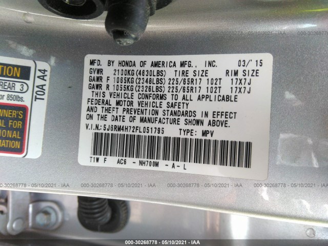 Photo 8 VIN: 5J6RM4H72FL051795 - HONDA CR-V 