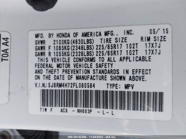 Photo 8 VIN: 5J6RM4H72FL080584 - HONDA CR-V 