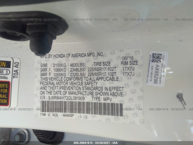 Photo 8 VIN: 5J6RM4H72GL091909 - HONDA CR-V 