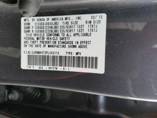 Photo 9 VIN: 5J6RM4H73FL043110 - HONDA CR-V EXL 