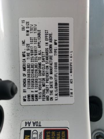 Photo 12 VIN: 5J6RM4H73FL110689 - HONDA CR-V EXL 