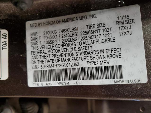 Photo 13 VIN: 5J6RM4H73GL012053 - HONDA CR-V EXL 