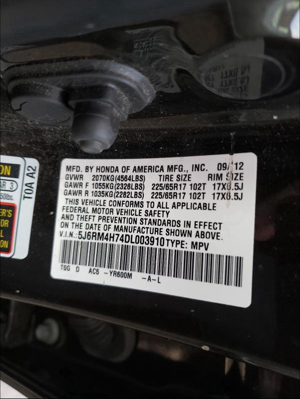 Photo 9 VIN: 5J6RM4H74DL003910 - HONDA CR-V EXL 