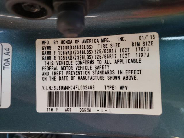 Photo 9 VIN: 5J6RM4H74FL032469 - HONDA CR-V EXL 