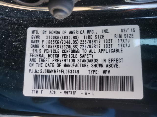 Photo 9 VIN: 5J6RM4H74FL053449 - HONDA CR-V EXL 