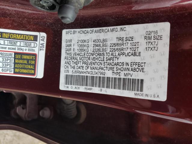 Photo 11 VIN: 5J6RM4H74GL047992 - HONDA CR-V EXL 