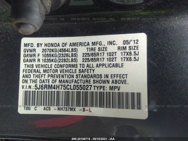 Photo 8 VIN: 5J6RM4H75CL055027 - HONDA CR-V 